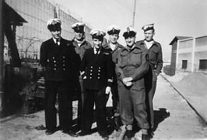 Lionel 'Buster' Crabb with RN Diving Team in Haifa 1947