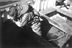 RN Diver in 'P-party Mk II Suit' Haifa 1947