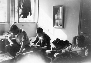 Accommodation in St Andrews Hostel, Haifa later bombed by Irgun - Shane, Murray, Power 