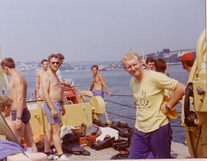 Members of LMCDO '76 on board FDT Datchet as she leaves Falmouth in 1976 