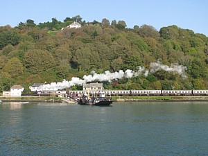 Dart Valley steam train passes Floating Bridge