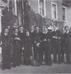 Bill Young (fourth from left) at HMS Volcano