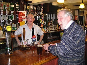 Alick with Barlow at the bar