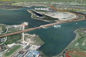 Google Earth image of Tipner and Horsea Island since completion of M275 and Port Solent