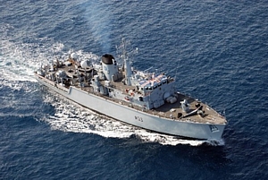HMS Brocklesby in NATO colours