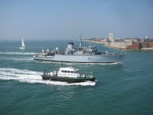 HMS Brocklesby enters harbour