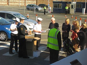 Reception team issues teddies and embarks guests on shuttle bus