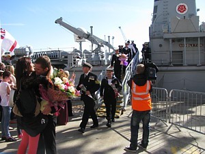 Lots of emotional reunions on the jetty