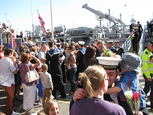 Lots of emotional reunions on the jetty