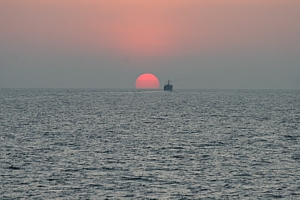 HMS Blyth leads the way as we depart Salalah and sail into the Gulf of Aden