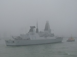 HMS Daring entering Portsmouth for the first time 28 Jan 09