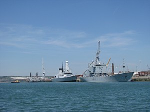 HMS Scott ahead of HMS Daring