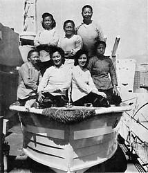 Jenny with members of her side party on board HMS Newfoundland in 1957