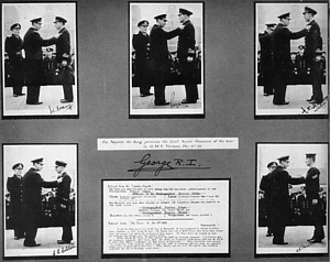 King George VI presenting decorations on HMS Vernon's Parade Ground 19 Dec 1939