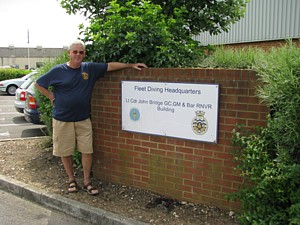 Mike Ey outside Fleet Diving HQ at Horsea Island
