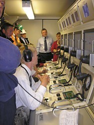 NSRS Control Room with MCDOA Associate Member Alan Noonan (DIVEX) in background   