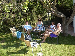 Jon, Karin, Annie and Joe relaxing back at the villa