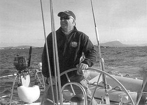 Terry Digges at the helm of Aislig Bheag